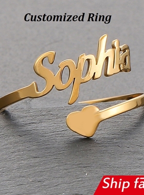 personalized men women customized ring letter gift name chic