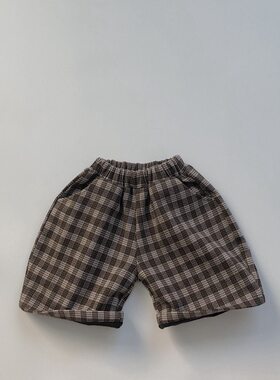 冬装新款格子一体绒保暖加厚靴裤