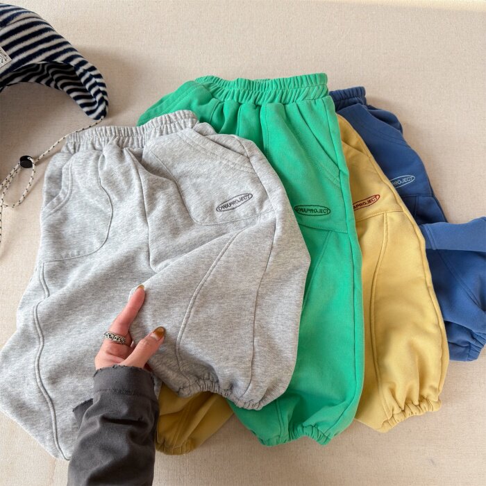 26春秋季韩版束脚卫裤男童休闲长裤女孩糖果色运动裤洋气穿搭百搭