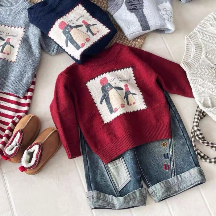 冬季韩版儿童刺绣字母牛仔休闲裤