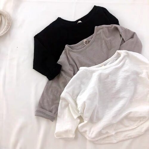 春装宽松纯色竹节棉套特惠T恤