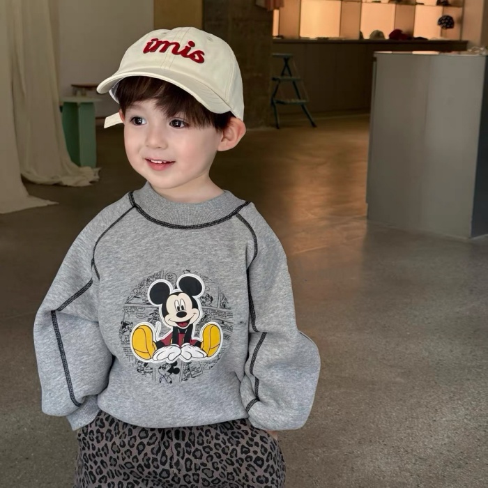 冬季儿童卡通印花连帽棉服外套