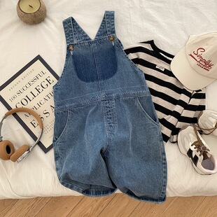 春秋新品专柜品质童装男女儿童牛仔背带裤 宝宝条纹打底T恤衫