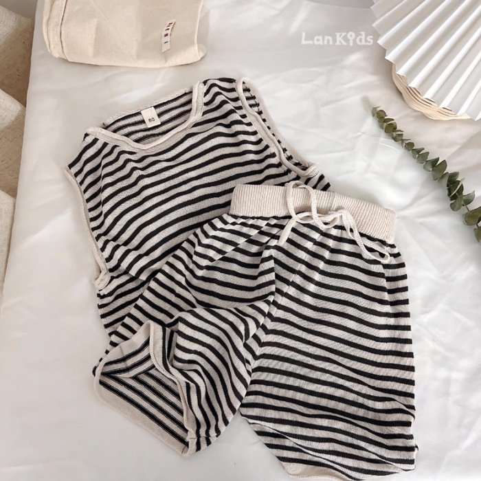 夏季冰丝条纹套装男女儿童夏天凉快无袖衫五分裤怕热宝宝透气衣服,童装/婴儿装/亲子装,套装,淘宝优惠券,粉丝福利购,淘宝优惠卷