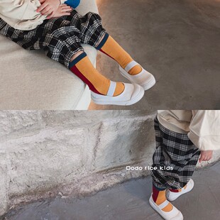 春款童装韩国中小儿童袜子撞色短袜 韩范好搭配 男女童AB短袜