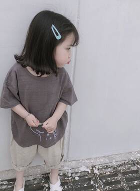 T恤夏季男女童刺绣中性水洗分开