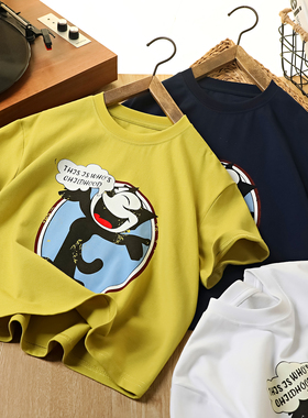 95棉男童圆领短袖T恤衫2026夏季中大童纯棉宽松半袖休闲上衣1238