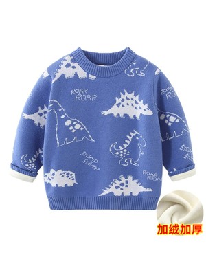 taobao agent Children's warm demi-season sweater for boys, red colored woolen top, round collar