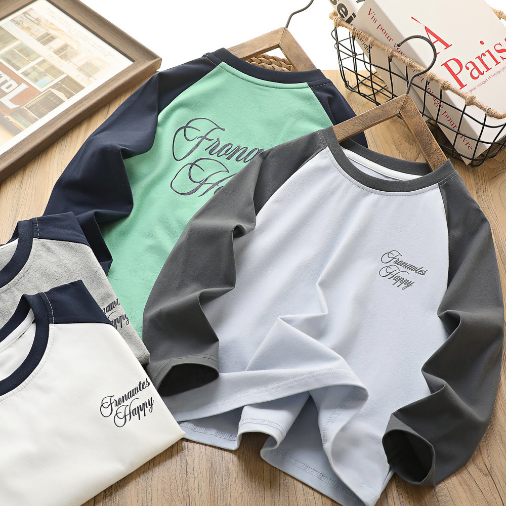 男童长袖T恤纯棉2026春季新款中大童男孩圆领打底衫儿童上衣1893