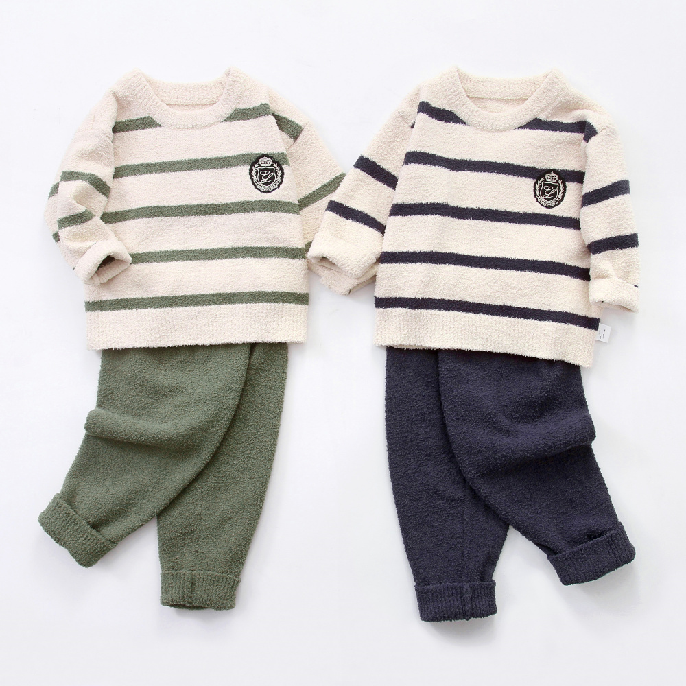 秋冬季男童日系软绵绵家居服套装