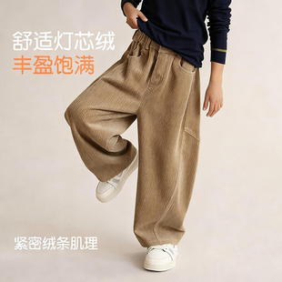儿童亲子灯芯绒弯刀裤2026春秋新款中大童宽松运动裤长裤6707