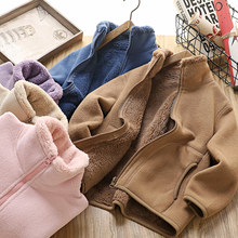 男童摇粒绒外套加绒加厚校服内搭棉衣秋冬季成人儿童保暖卫衣7916