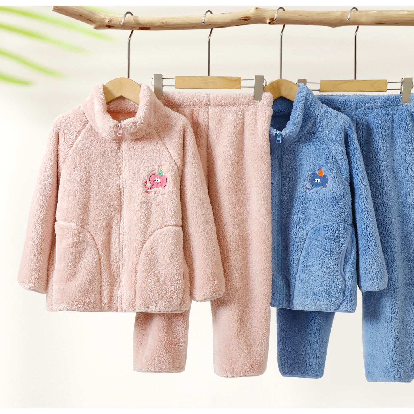 儿童舒棉绒家居服套装2025秋冬季亲子装男童加绒加厚睡衣睡裤5750