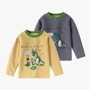 95棉男童长袖 男孩圆领打底衫 2026新款 儿童休闲上衣2616 T恤春秋装