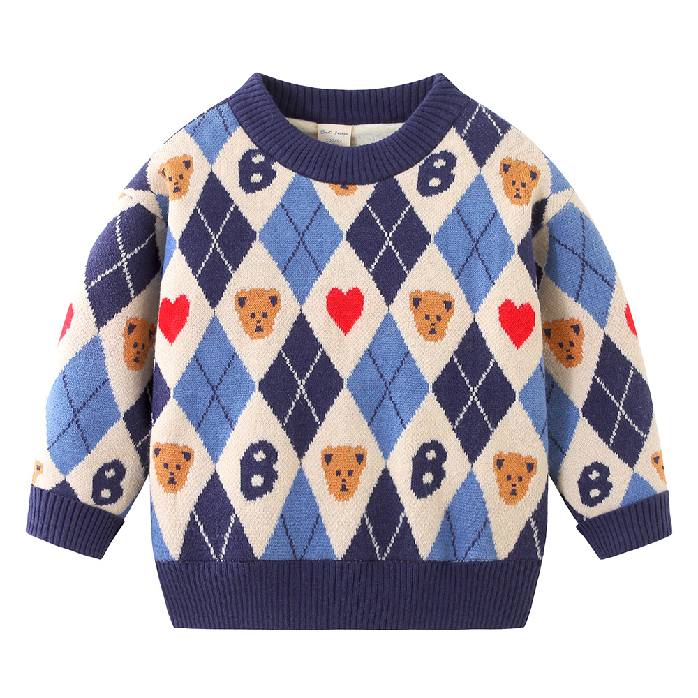 冬季男童圆领保暖加绒毛衣