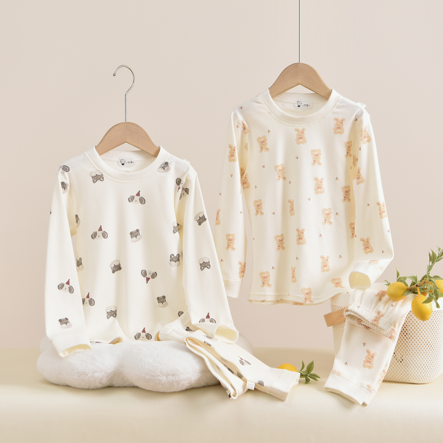 棉100儿童保暖内衣套装有机棉