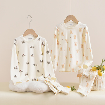 棉100儿童保暖内衣套装有机棉
