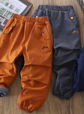 男童加绒加厚运动裤2025冬季儿童防风保暖棉裤中大童登山裤6657