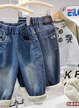 男童加绒牛仔裤冬季新款儿童羊驼绒加厚保暖棉裤宝宝休闲长裤6679