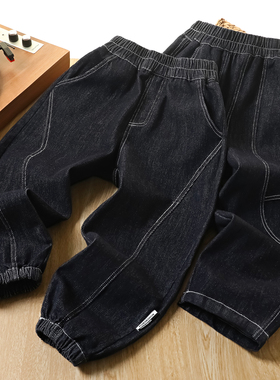 男童时尚软牛仔裤2025秋季新款中大童松紧腰裤子儿童休闲长裤6393