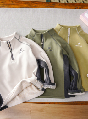 男童加厚纳米绒卫衣2025冬季新款儿童羊毛蚕丝打底衫运动上衣2399