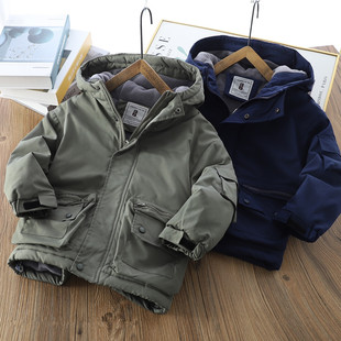 男童加绒冲锋衣外套加厚棉服2025冬季 中大童儿童棉衣棉袄7932 新款