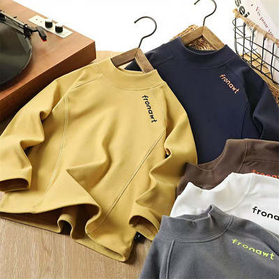 男童半高领自发热德绒打底衫