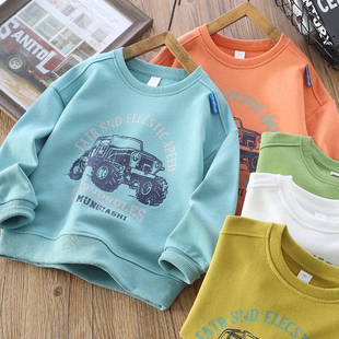 100棉男童卫衣纯棉春装男孩运动上衣2026新款儿童圆领衫打底T2613