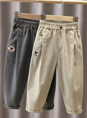 男童休闲裤纯棉春装男孩工装裤弹力2026春秋季儿童直筒长裤子6212