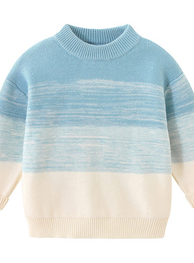 男童渐变色毛衣2025冬季新款中大童男孩圆领针织衫儿童打底衫8123