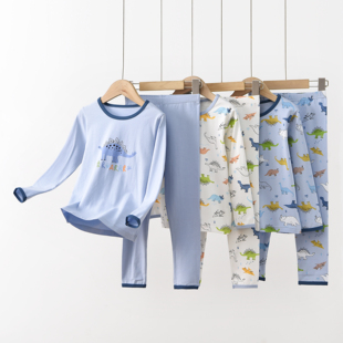儿童秋衣秋裤 纯棉保暖内衣2026秋冬季 睡衣5758 薄款 男童家居服套装