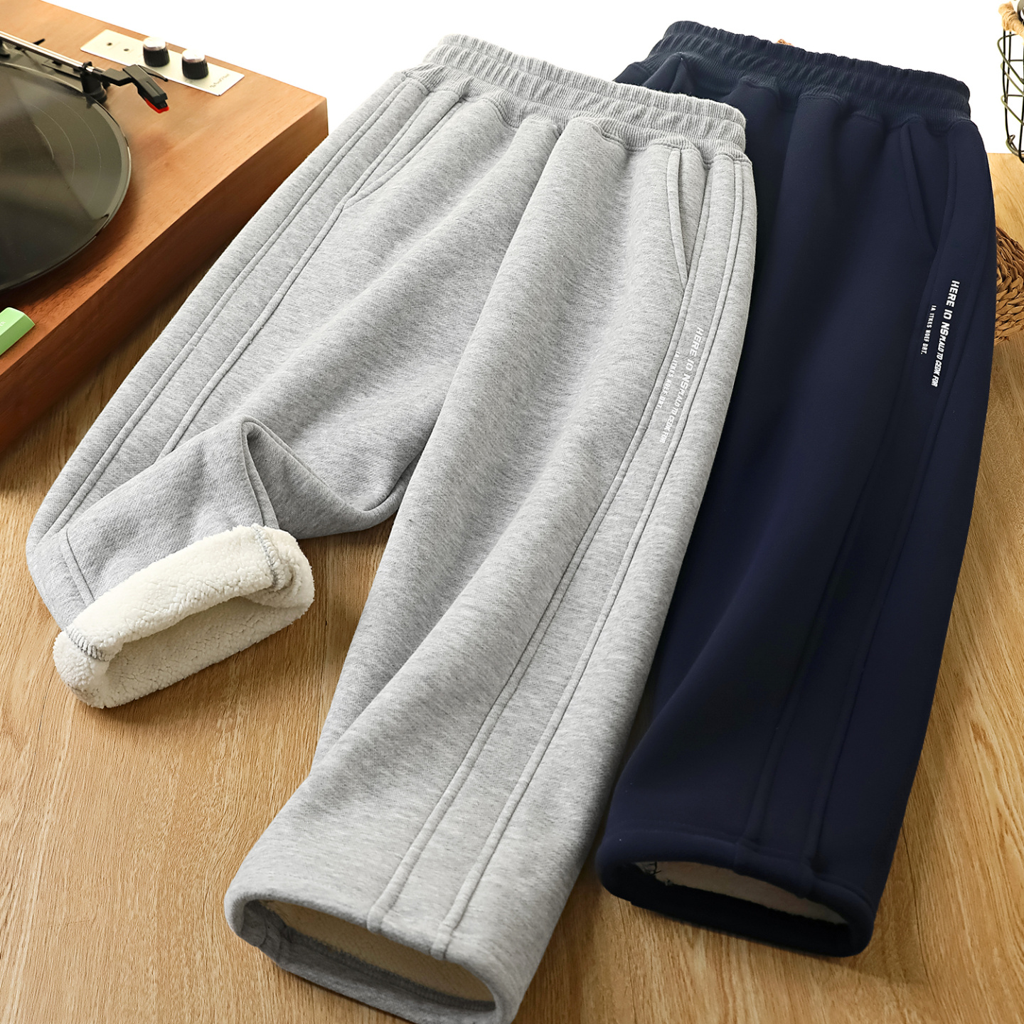 男童加绒加厚印花运动裤