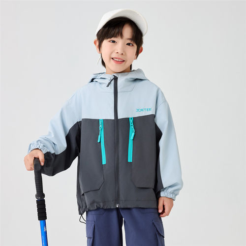 秋季新款男童拼色连帽冲锋衣外套