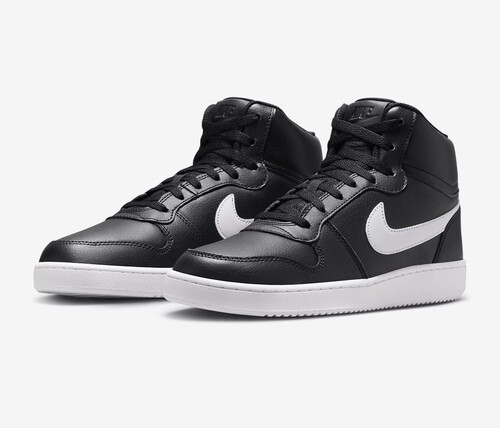 Nike EBERNON Mid White Swoosh 中帮 板鞋 女款 黑白 丽水FF仓