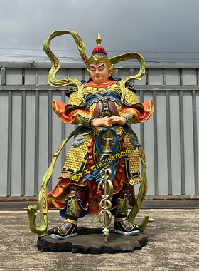 韦陀伽蓝菩萨像韦驮关公左右护法站坐提刀带飘带向上下降魔杵关羽