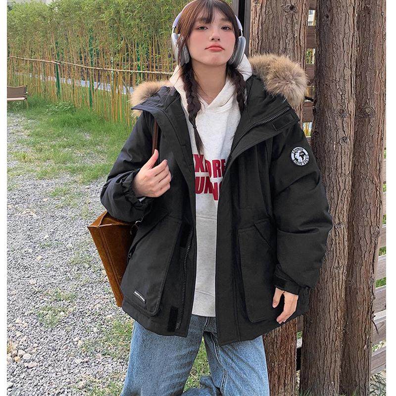 2024藏蓝色工装棉服派克服女短款小个子冬季毛领加厚外套韩系,女装/女士精品,棉衣/棉服,淘宝优惠券,粉丝福利购,淘宝优惠卷