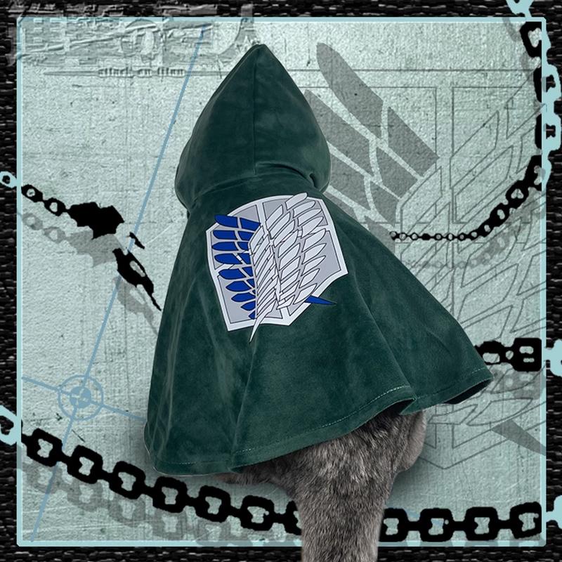 进击的巨人猫咪披风自由之翼宠物衣服小狗狗cos兵长艾伦动漫服饰