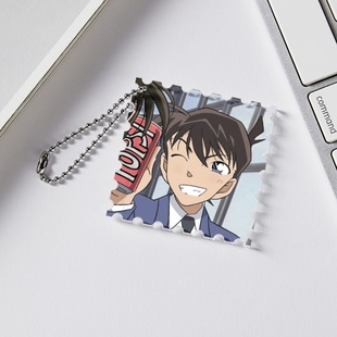 名侦探柯南 小挂件钥匙扣挂饰 新一毛利兰小兰55x55mm亚克力邮票款