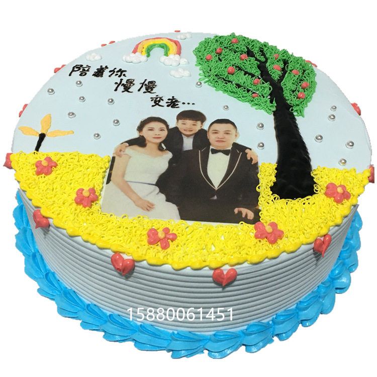 创意蛋糕七夕定制数码照片北京上海深圳广州昆明福州生日一家三口