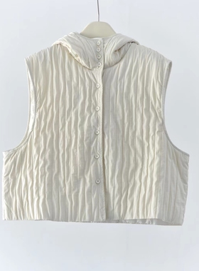 一九二三｜秋冬“连帽加棉宽松百搭休闲马甲背心褶皱肌理外套马夹