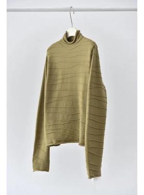 一九二三｜FW立体波纹‘半高领弹力纯色通勤针织打底毛衣衫