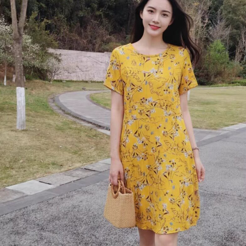 春夏秋碎花长裙女春装长袖圆领洋气质显瘦爆长款连衣裙包邮
