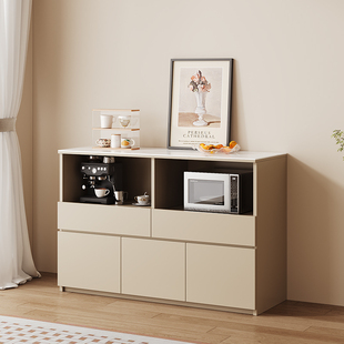 实木餐边柜靠墙一体储物柜客厅家用岩板台面收纳柜子置物阳台柜