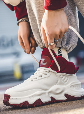 2025新款中帮男鞋潮流百搭时尚厚底鞋防滑透气耐磨减震休闲运动鞋