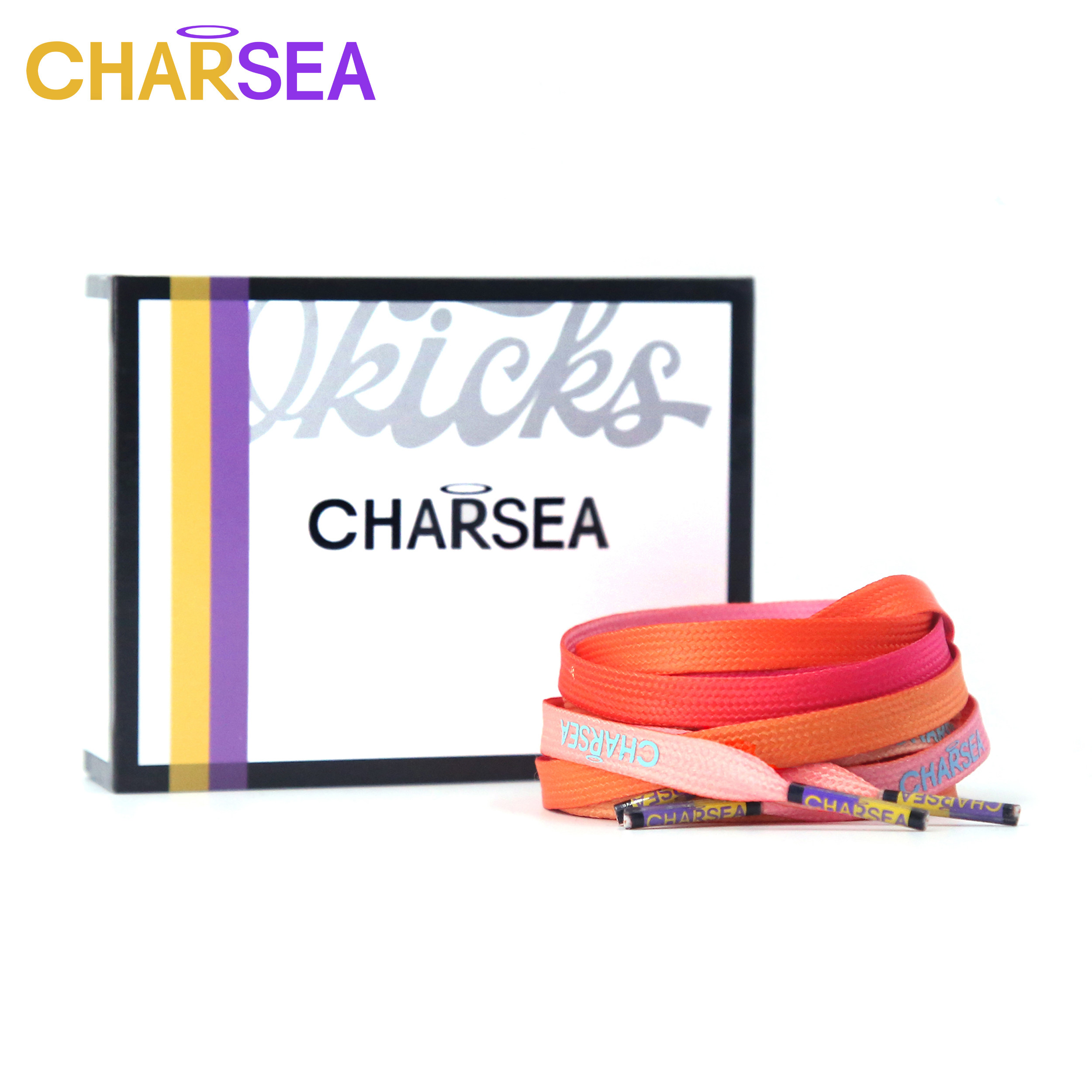CHARSEA高贵灵魂20ss 适配AJ1AF1原装球鞋橘色粉色渐变时尚鞋带扁