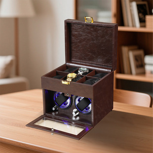 机械表摇表器手表转表器首饰收纳展示盒皮革跨境货源开盖自停