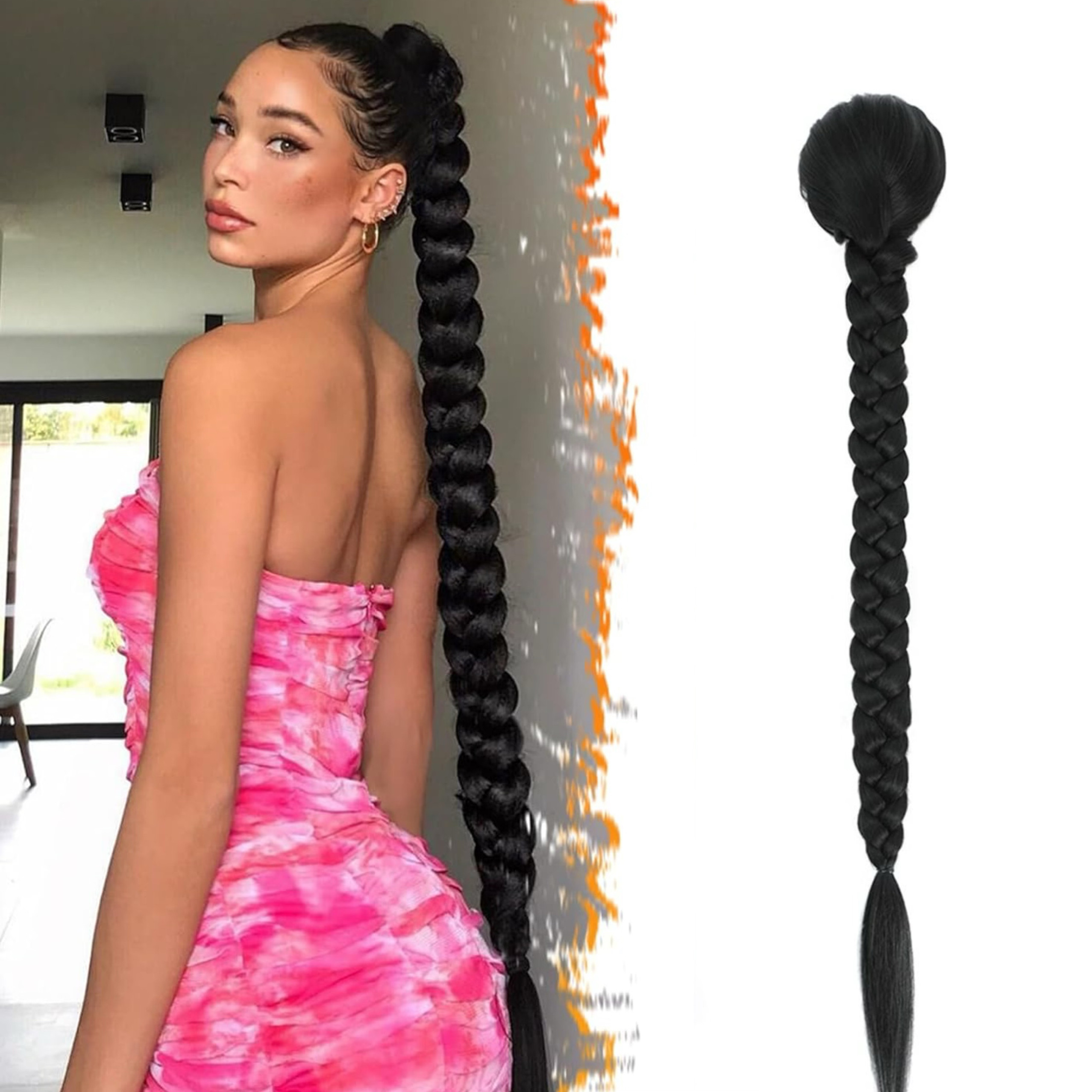 拳击辫子欧美风麻花辫鱼骨辫子马尾假发网红拍照神器夜店歌手演出