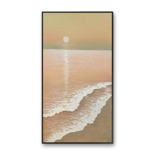 纯手绘奶油风玄关装饰画海浪肌理感油画现代简约走廊过道挂画