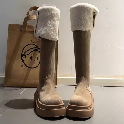 时尚百搭过膝长筒靴美拉德靴女