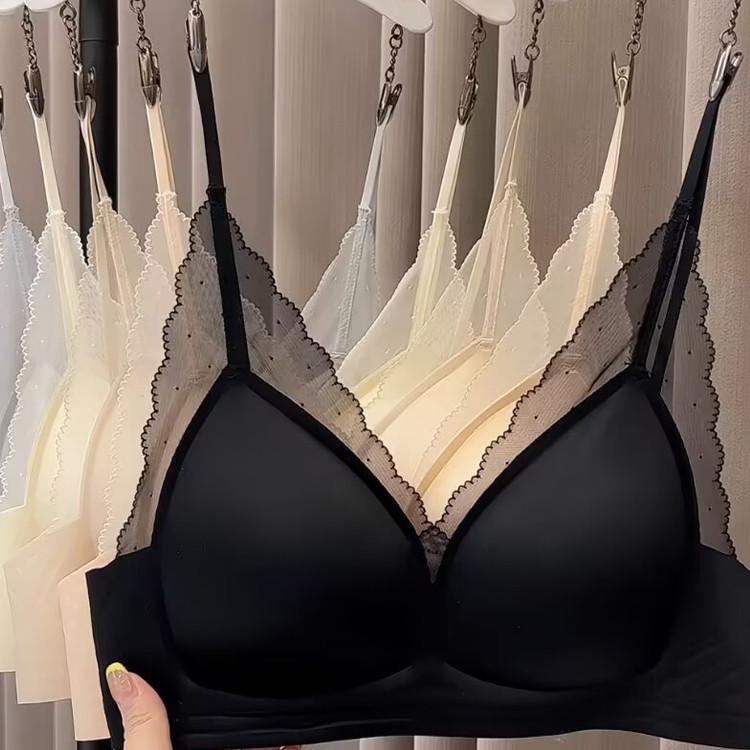 2025夏季法式蕾丝V领三角杯文胸美背女薄款小胸聚拢无钢圈内衣,女装/女士精品,背心吊带,淘宝优惠券,粉丝福利购,淘宝优惠卷